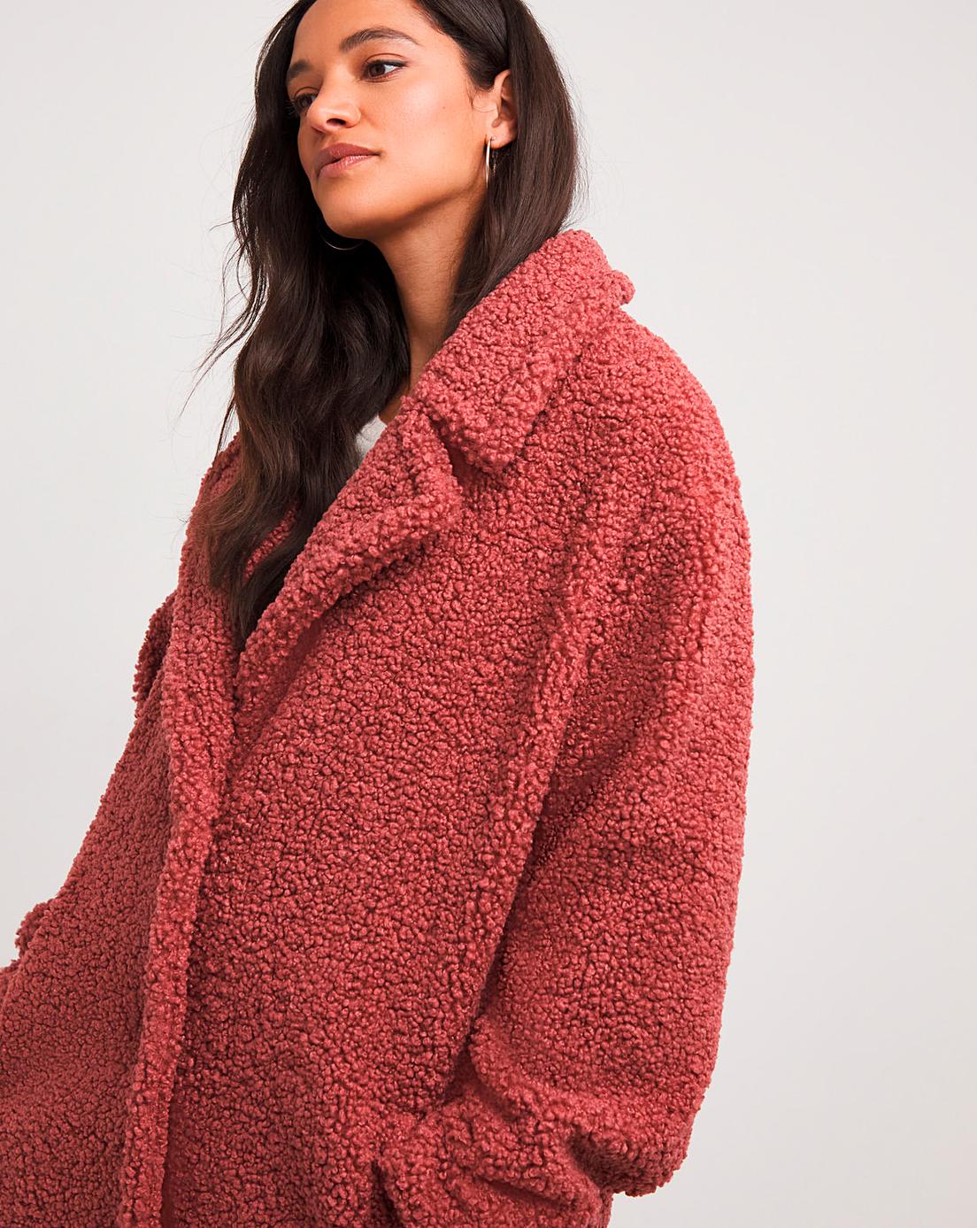 Pink Teddy Fur Coat | J D Williams