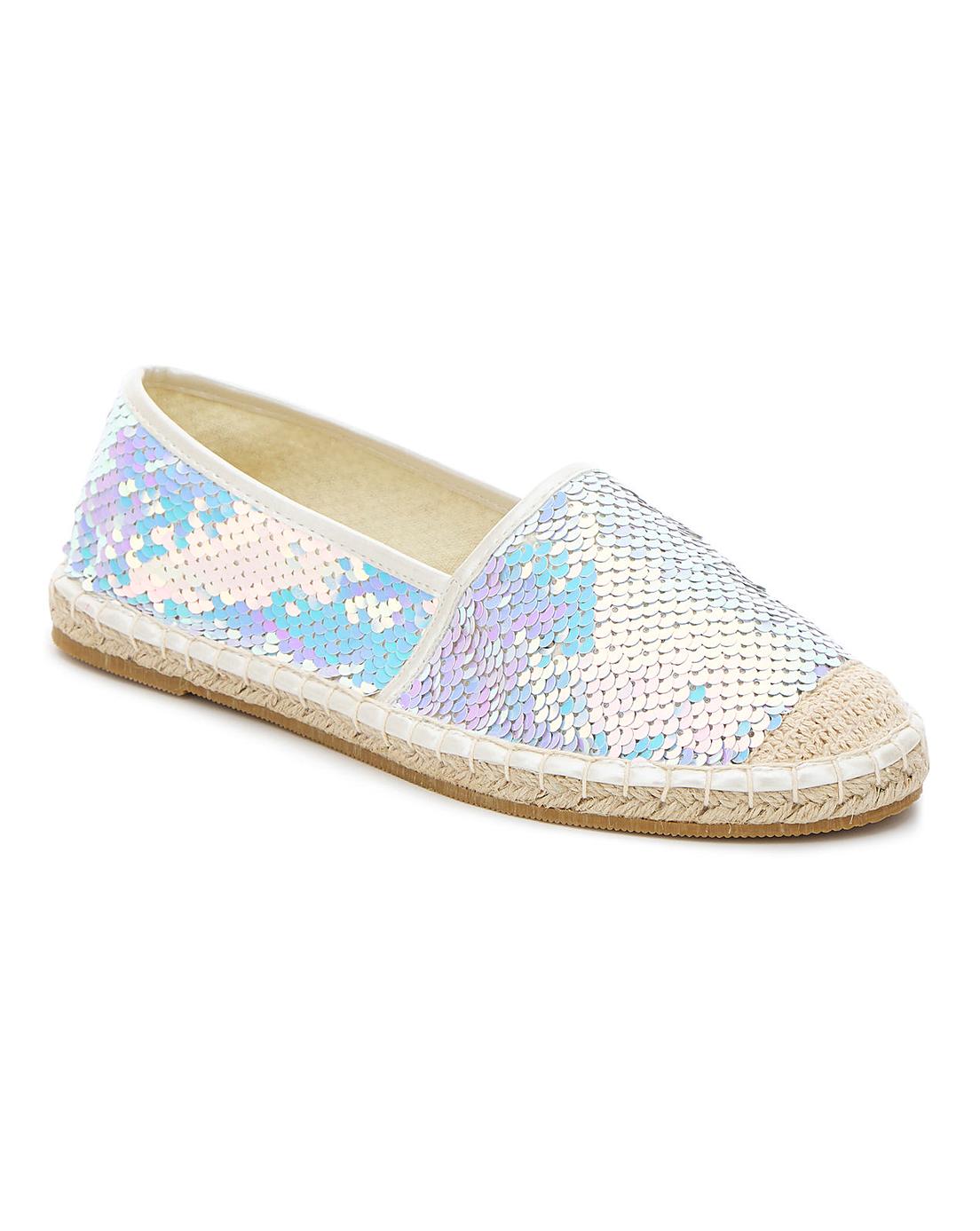 Polly Sequin Espadrille Extra Wide Fit | Simply Be