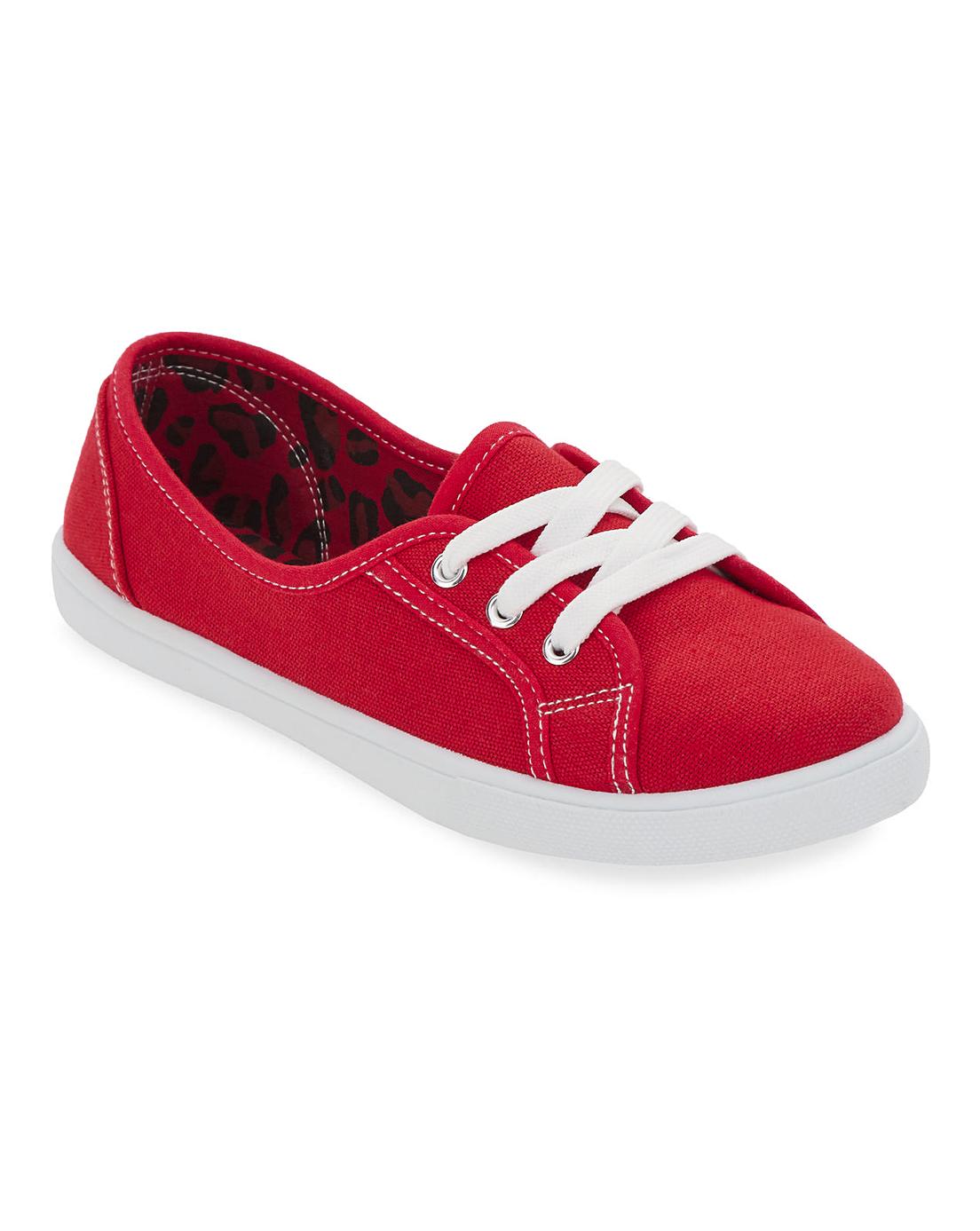 Classic Lace Up Plimsolls Wide Fit | Simply Be