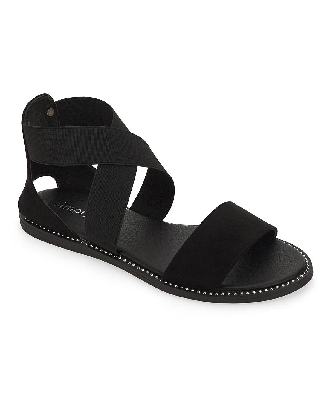 elastic ankle strap flat sandals
