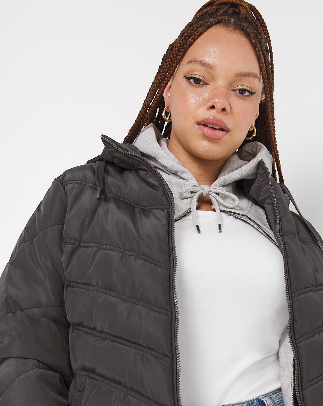 Charcoal Water Resistant Padded Coat | Fashion World