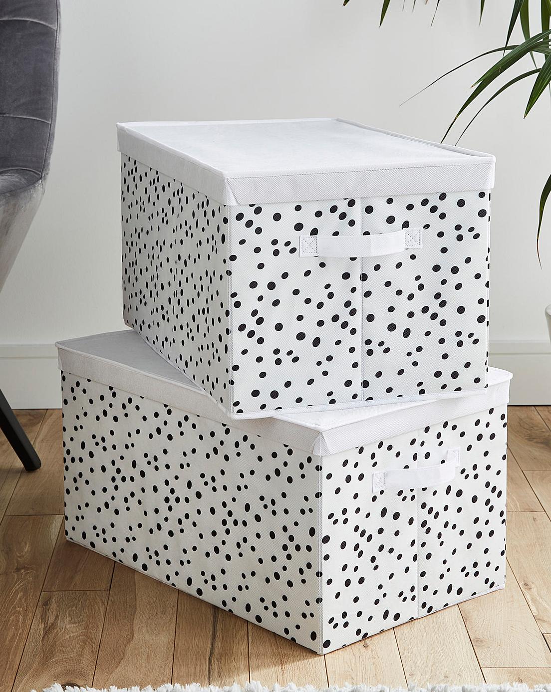 Set of 2 Spotty Storage Boxes with Lid Simply Be