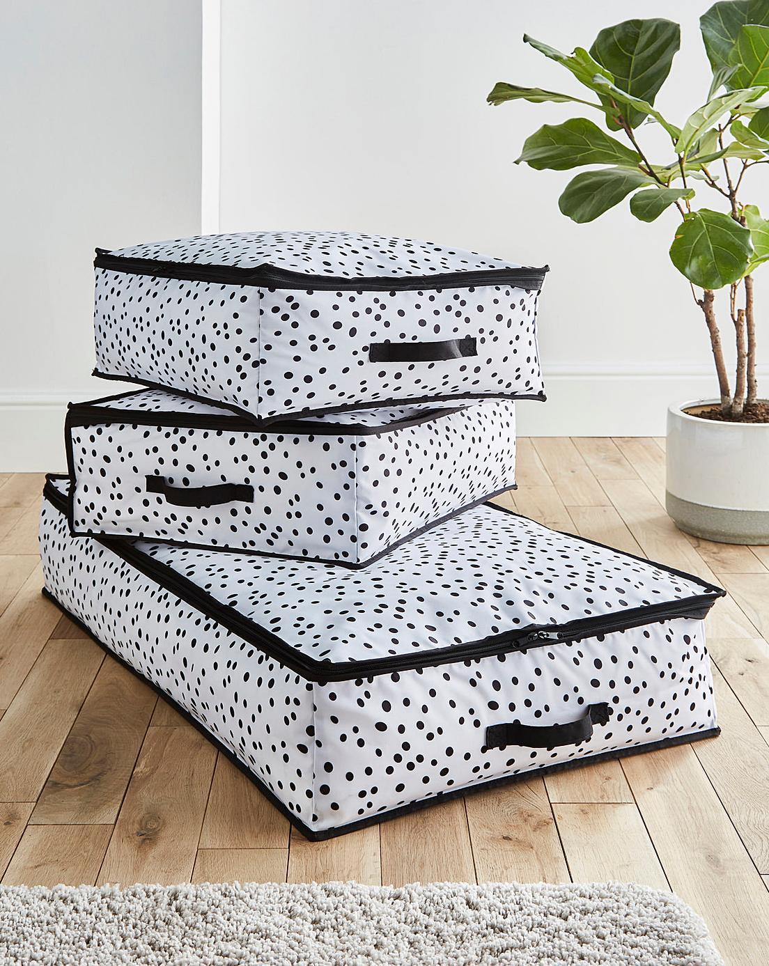 Set of 3 Spotty Underbed Storage Boxes Simply Be