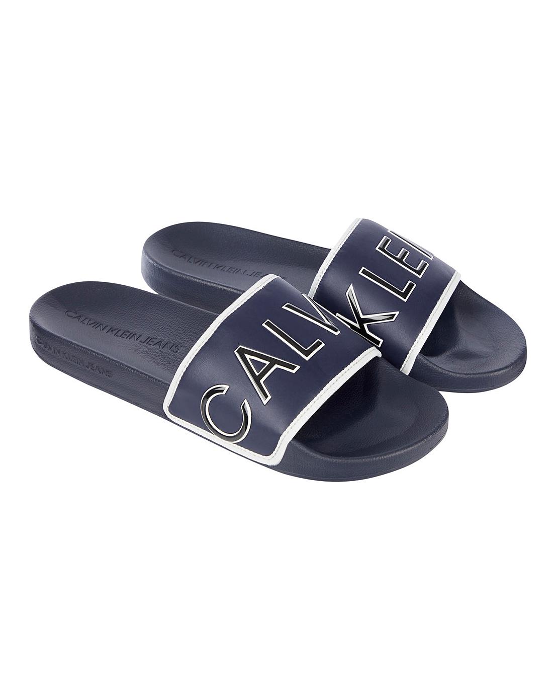 calvin klein beige sliders