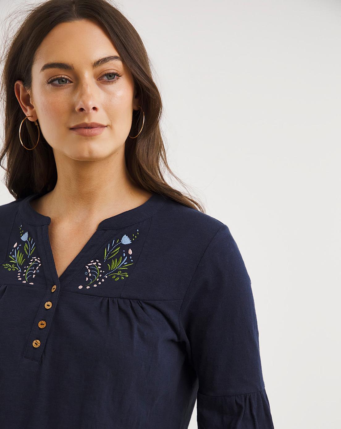 Julipa Jersey Embroidered Top | J D Williams