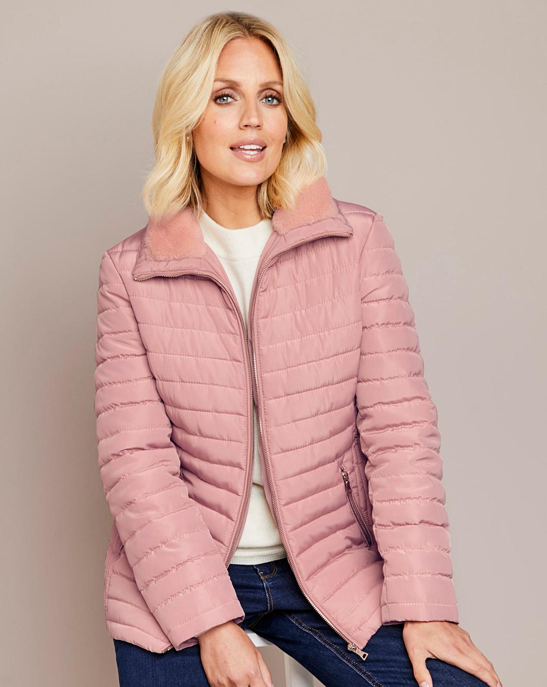 Julipa Pink Padded Jacket With Faux Fur Oxendales 