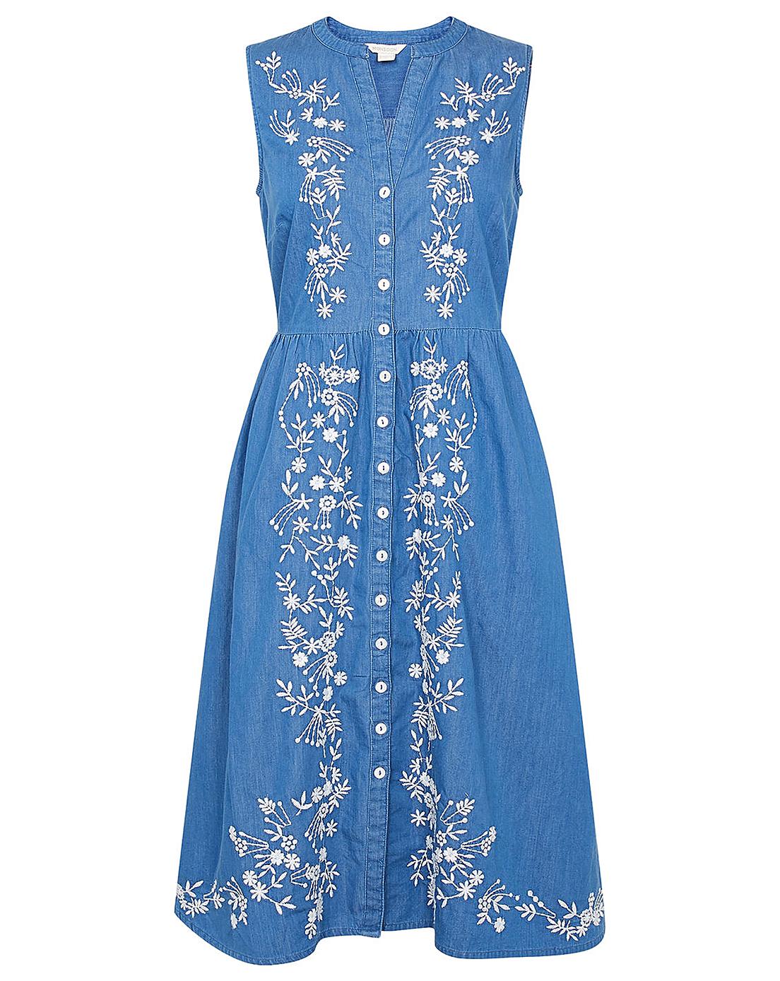 Monsoon EMBROIDERED DENIM DRESS | Simply Be