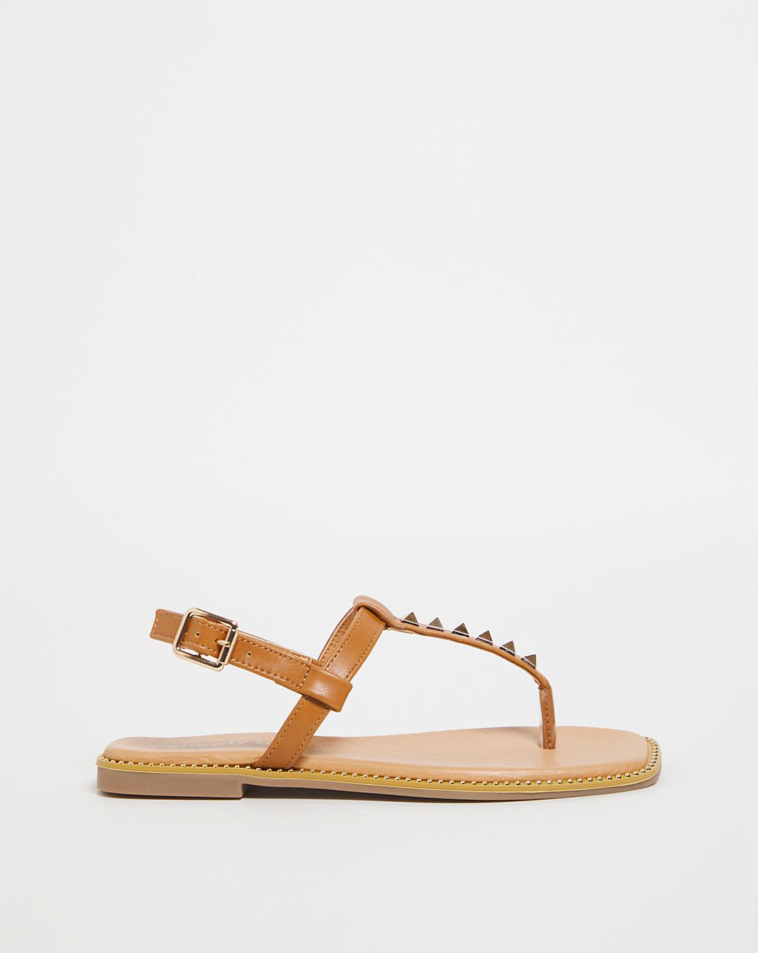 T Bar Classic Flat Sandal Wide Fit | Simply Be