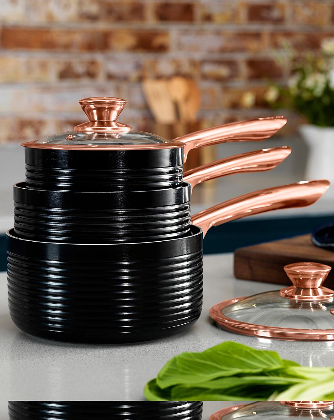 Tower Linear 3 Piece Saucepan Set Home Essentials