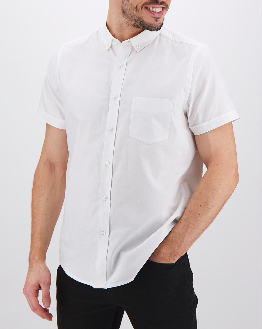 White Short Sleeve Oxford Shirt | Jacamo
