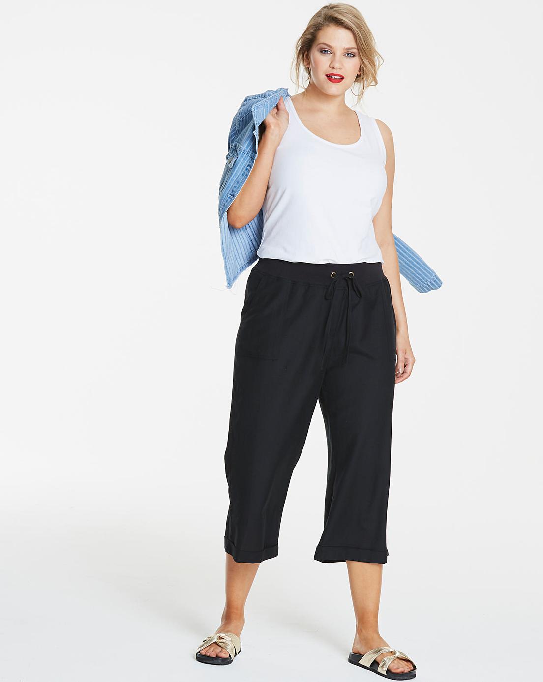 Crop Slouch Linen Rich Trousers Reg | Simply Be