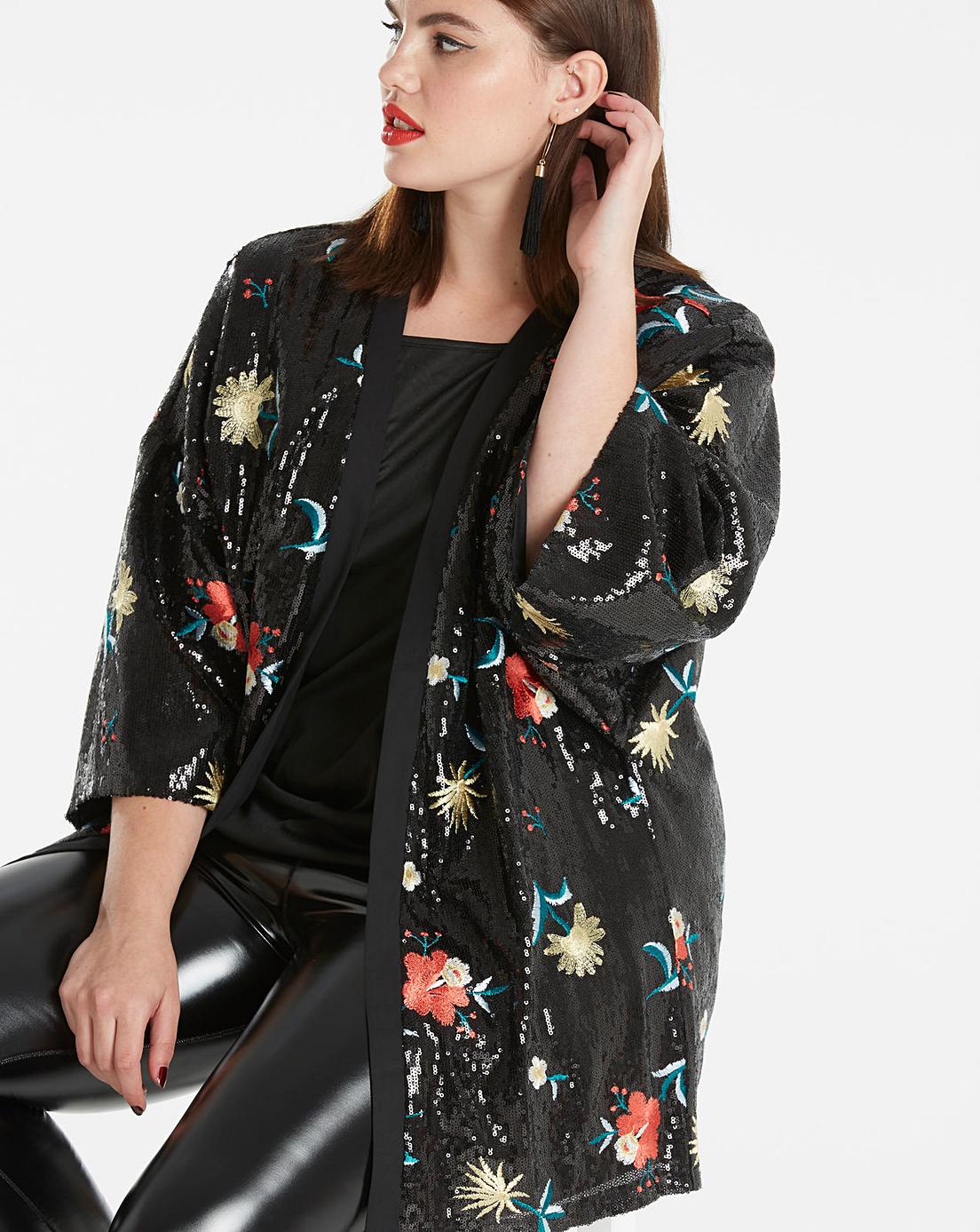 plus sequin kimono