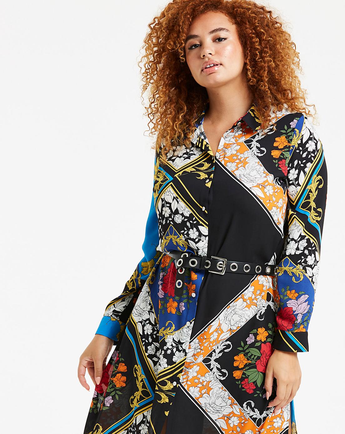 Scarf Print Shirt Dress Simply Be