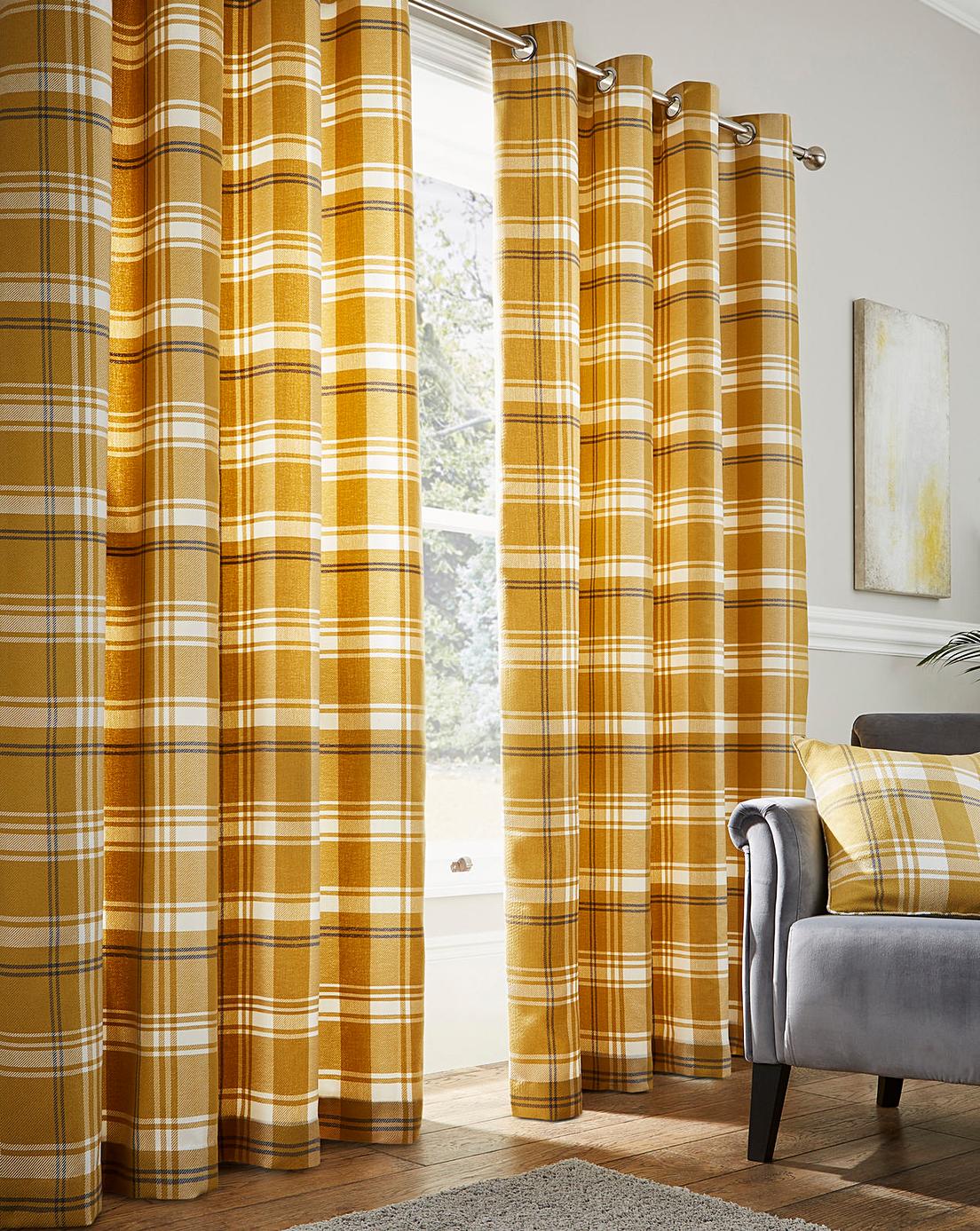 Highland Check Lined Curtains J D Williams