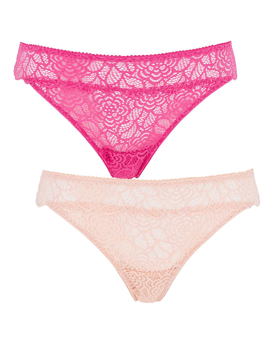 2 Pack Mila Lace Thongs | Simply Be