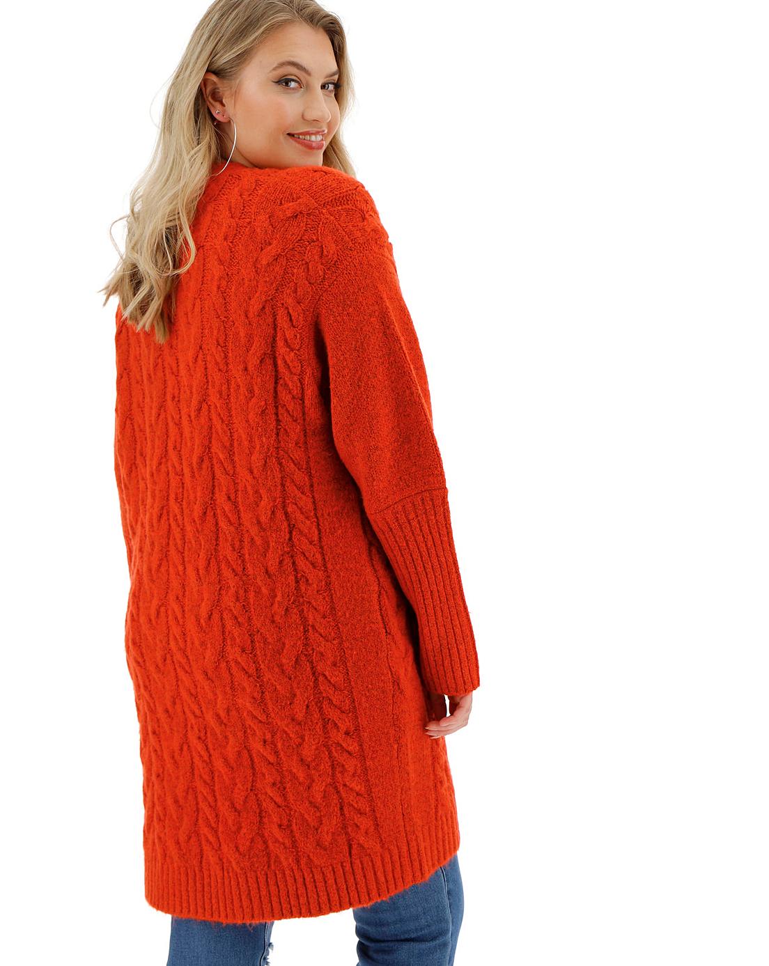 Cosy Red Longline Deep Cuff Cardigan | Simply Be