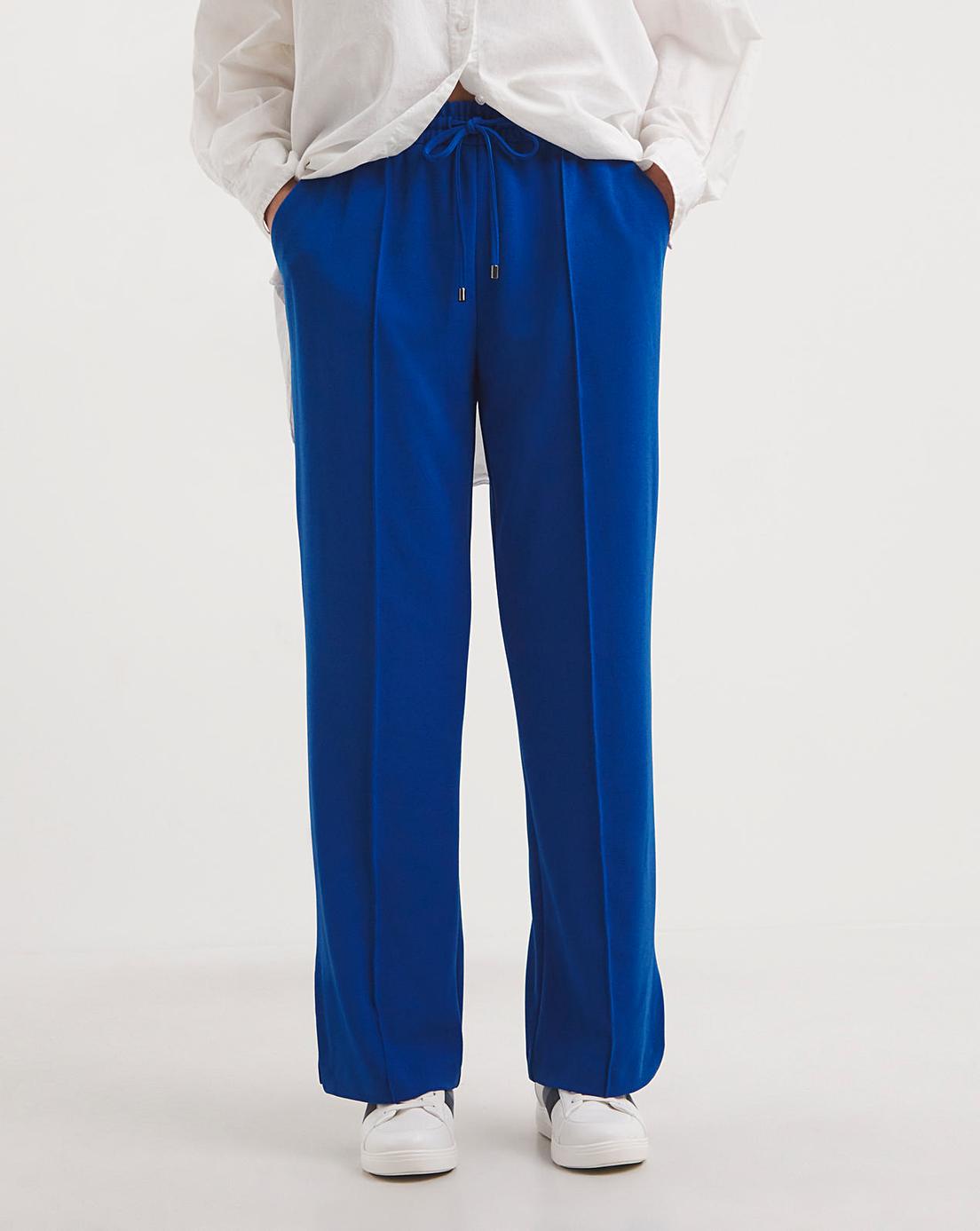 Scuba Crepe Wide-Leg Pull-On Pants