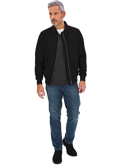 Download Black Mock Suede Bomber Jacket Long | Ambrose Wilson