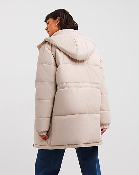 Stone Relaxed Fit Puffer Coat | Ambrose Wilson