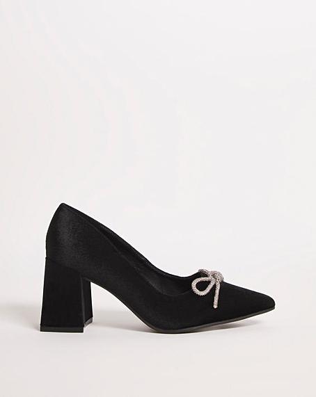 Velvet Block Heel Shoe E Fit | Oxendales