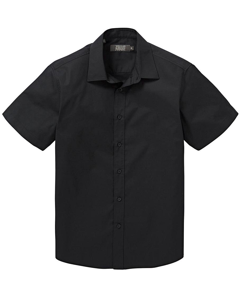 Black Short Sleeve Formal Shirt Long | Premier Man