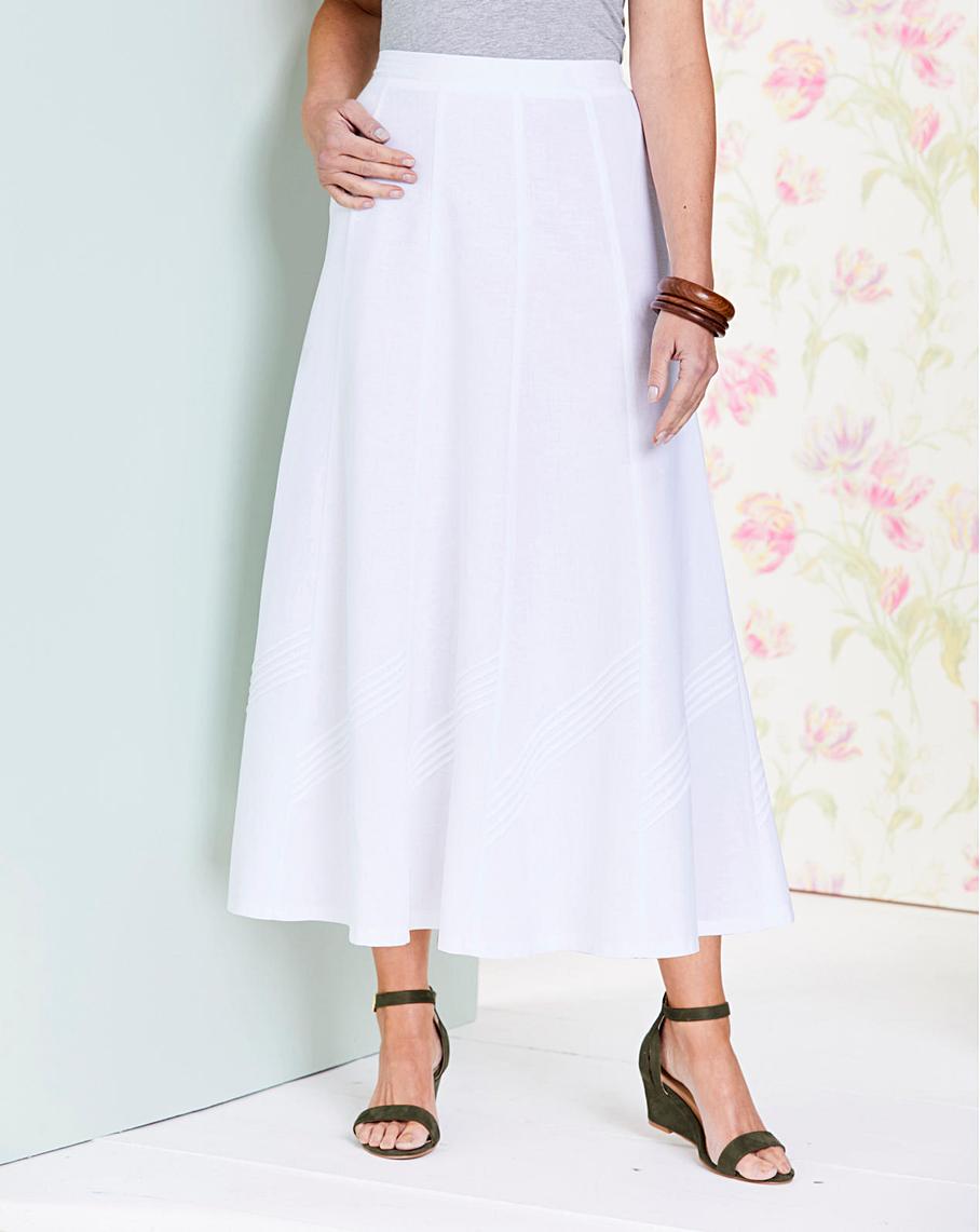 Linen Mix Skirt 33in J D Williams