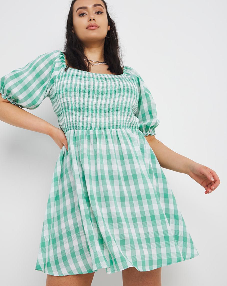 Green Gingham Smock Dress | Simply Be