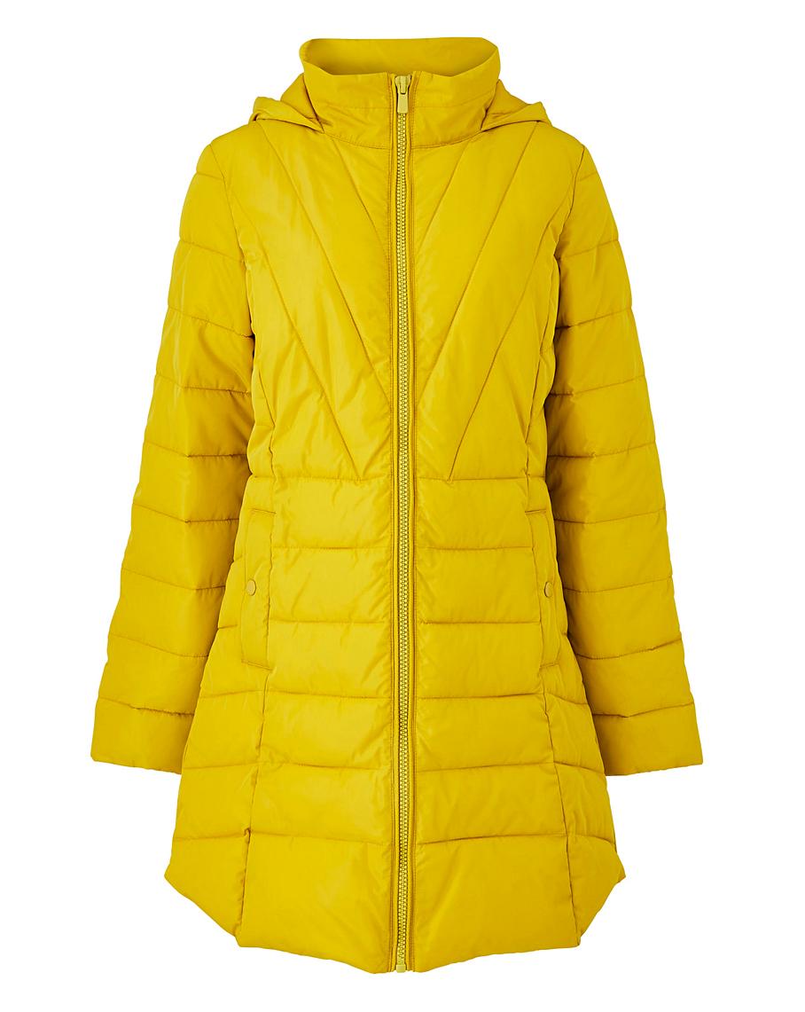 Chartreuse Hooded Longline Padded Coat | Simply Be