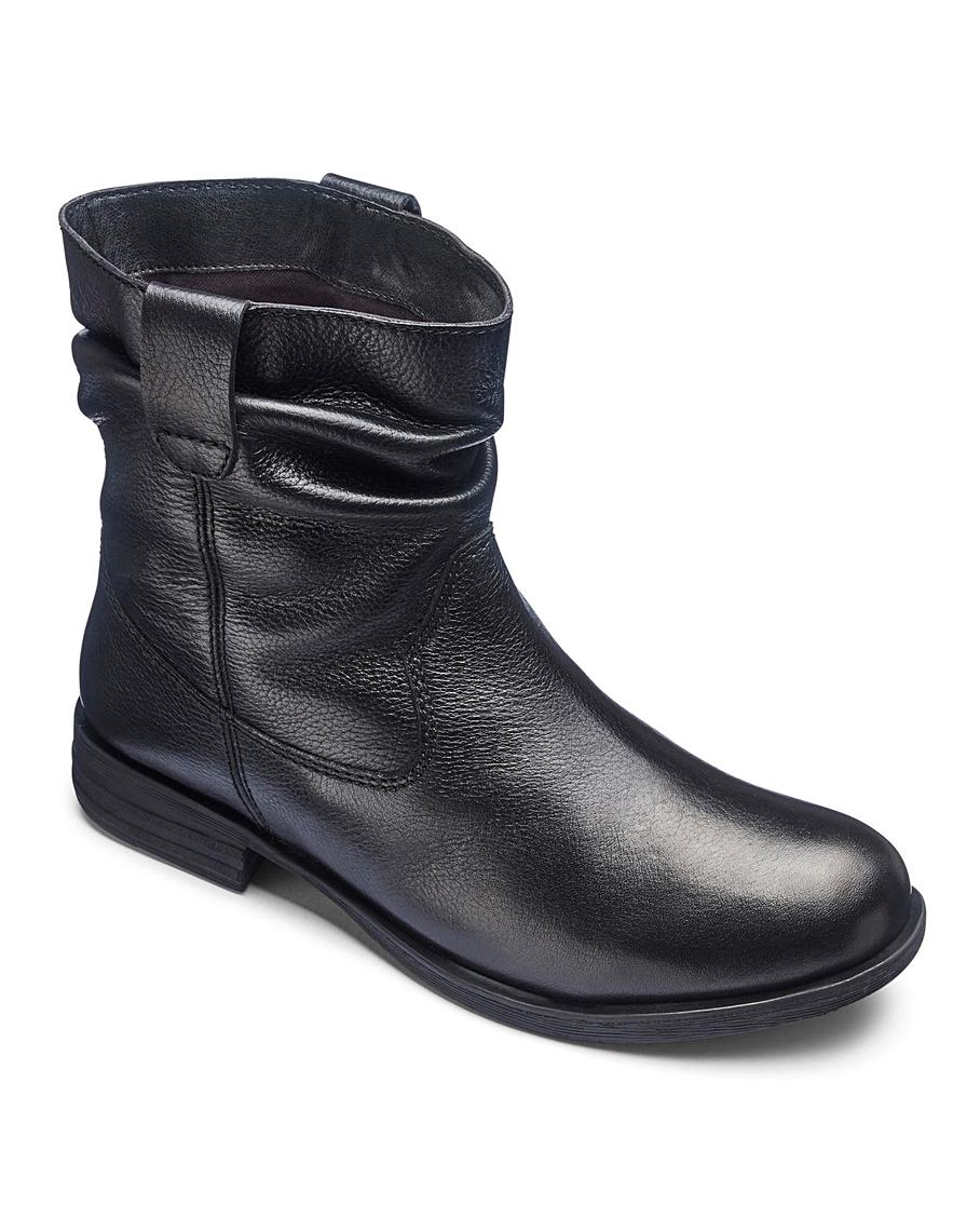 leather ruched ankle boots