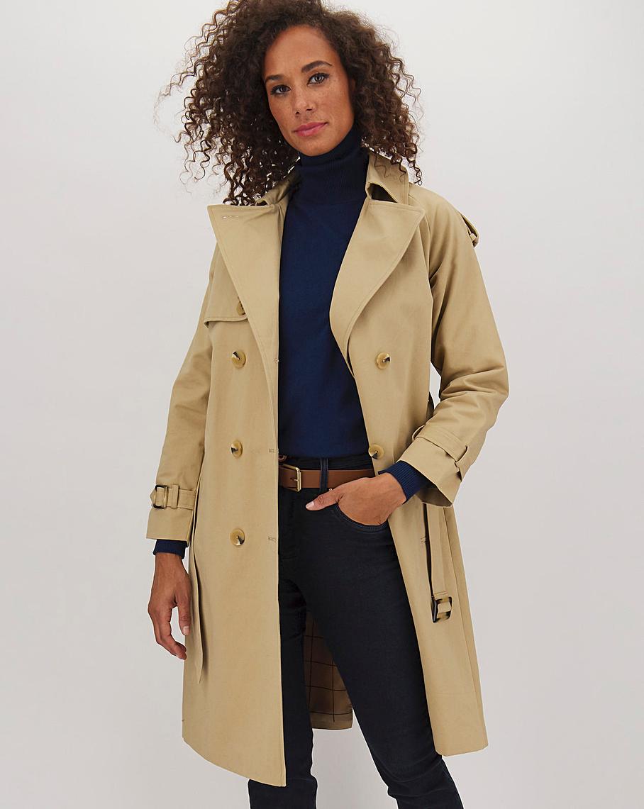 Cotton Rich Double Breasted Trench Coat | J D Williams