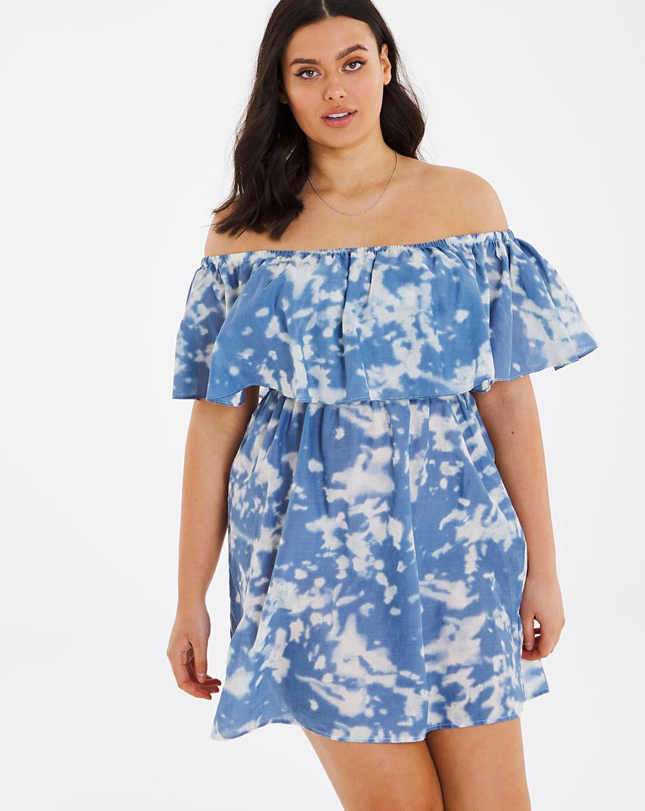 Value Cotton Bardot Beach Dress  Simply Be