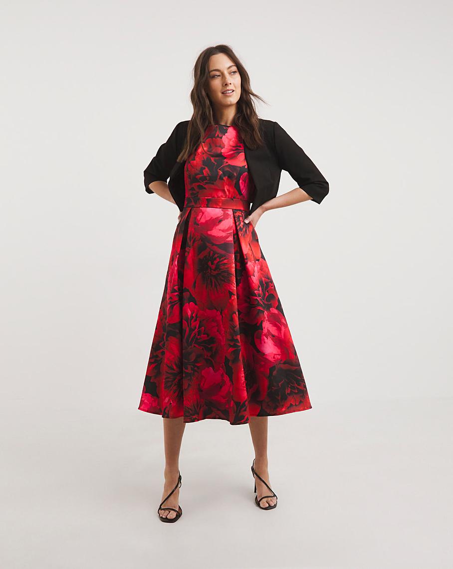 Joanna Hope Red Print Prom Dress Shrug Marisota