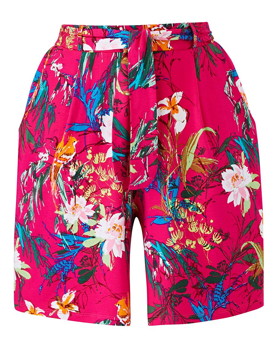 Floral Print Jersey Tie Waist Shorts | Crazy Clearance