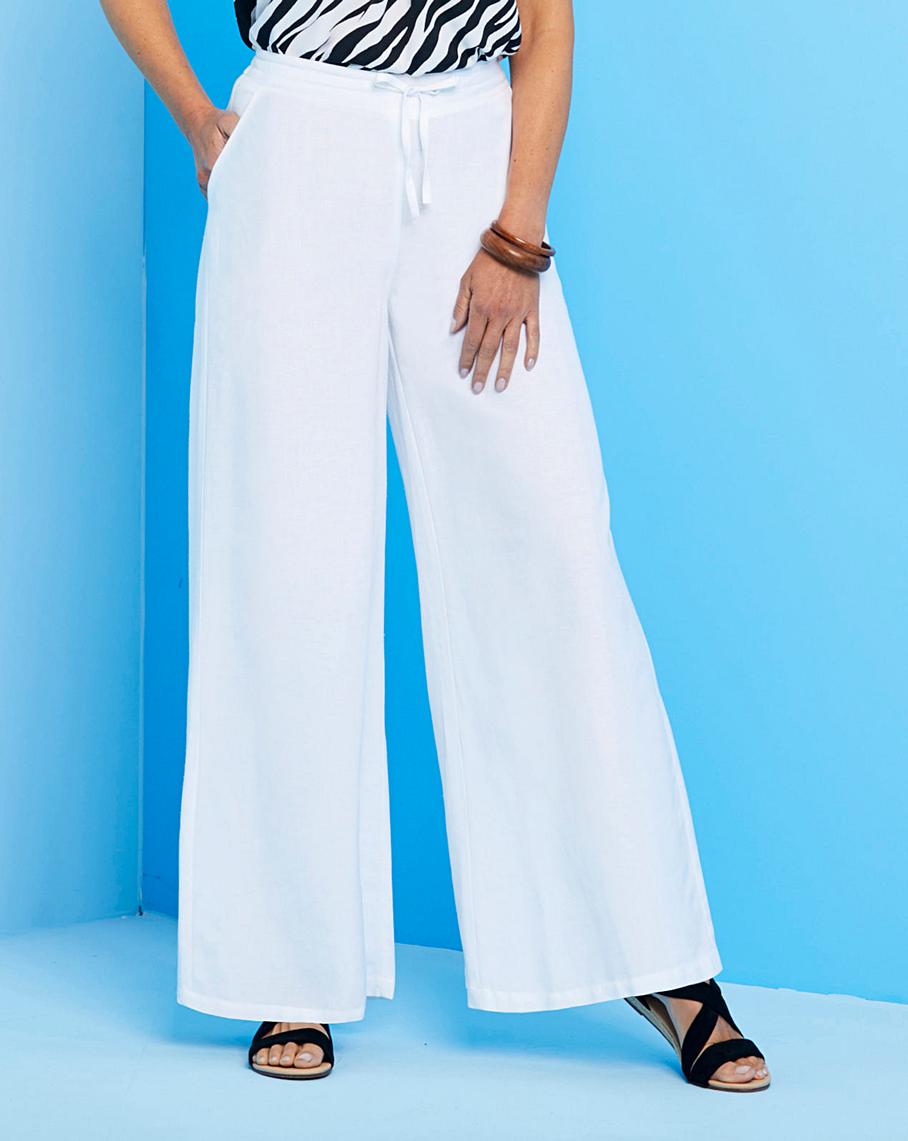 Linen Mix Wide Leg Trousers Oxendales