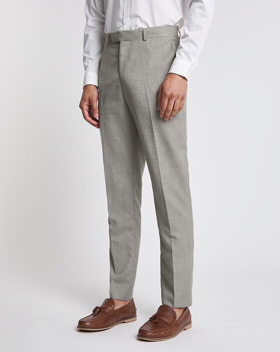 Oatmeal Linen Look Reg Fit Suit Trouser | Ambrose Wilson