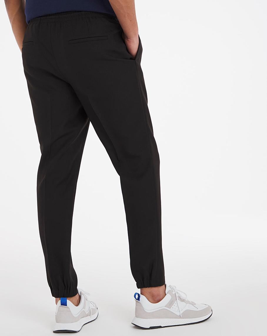 Black Elasticated Cuffed Jogger Trousers Premier Man