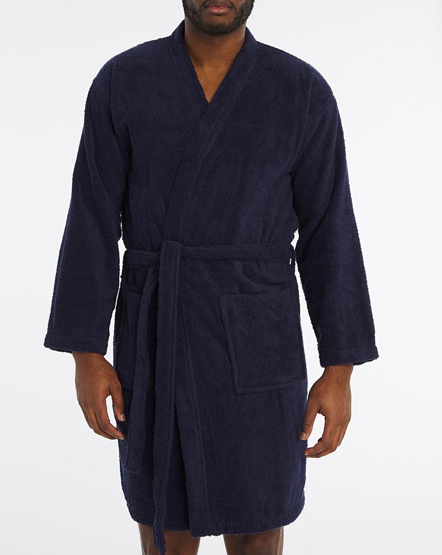 Navy Towelling Dressing Gown Fashion World