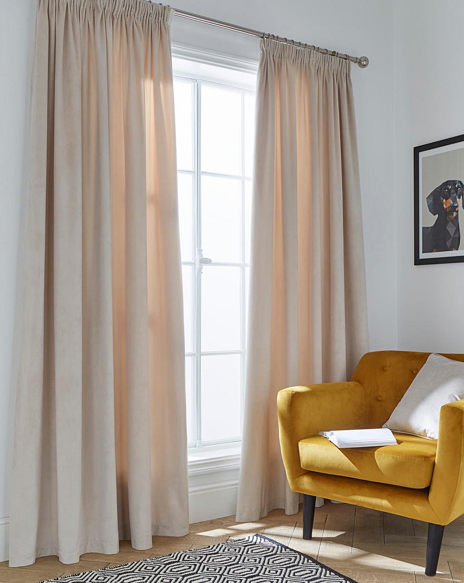 Luxury Velour Pencil Pleat Curtains | J D Williams