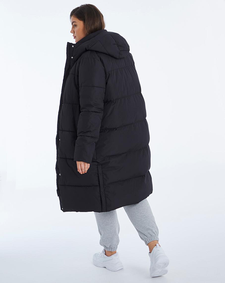 Black Long Padded Duvet Coat Simply Be