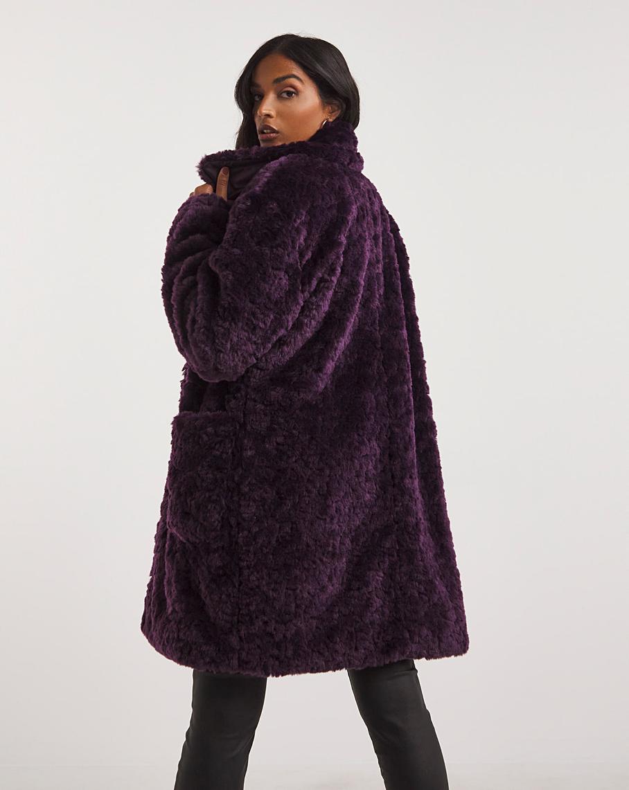Purple Premium Teddy Fur Coat | Ambrose Wilson