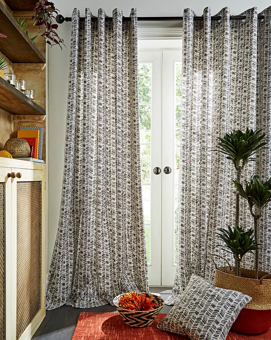 Austin Printed Lined Eyelet Curtains | Home Essentials