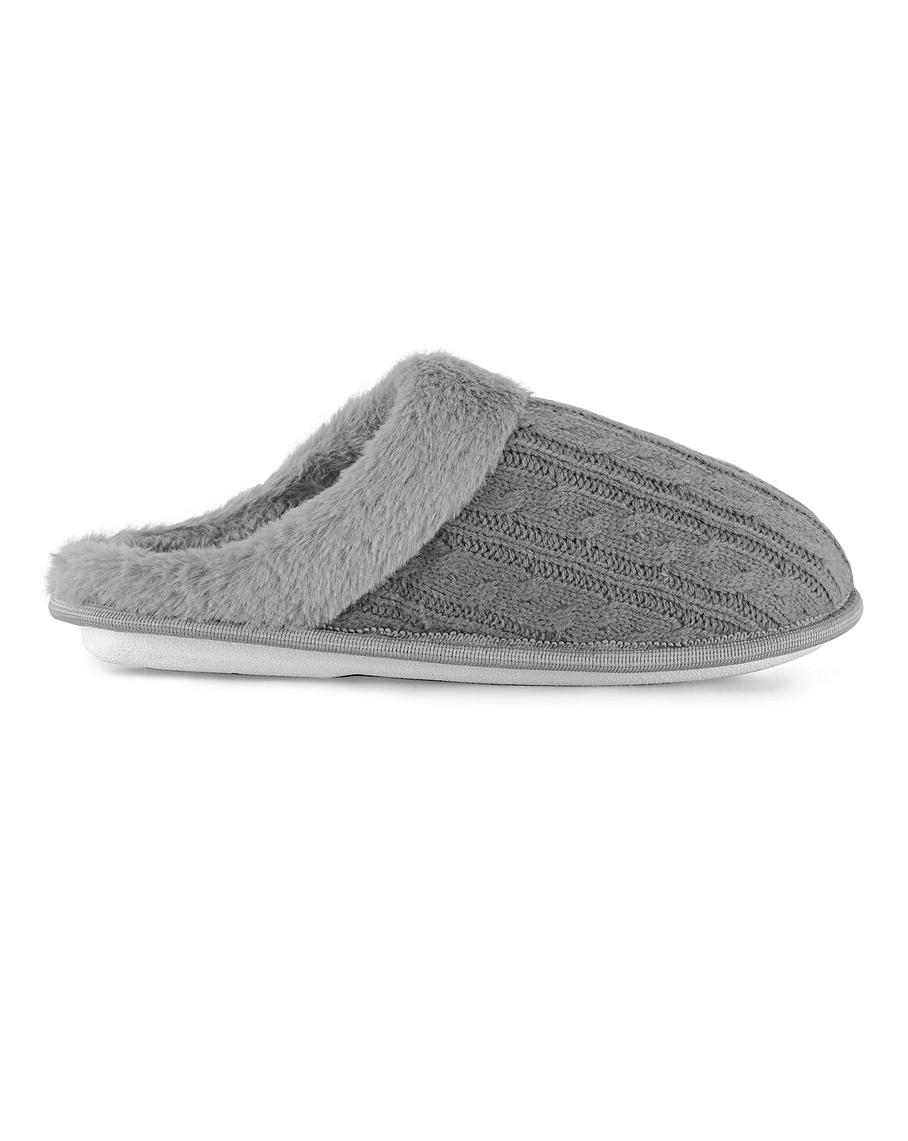 Cable Knit Mule Slippers EEE Fit | J D Williams