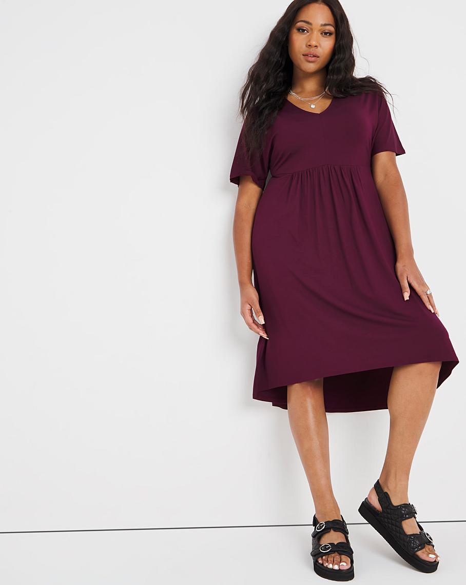 Aubergine Relaxed VNeck Dress Simply Be