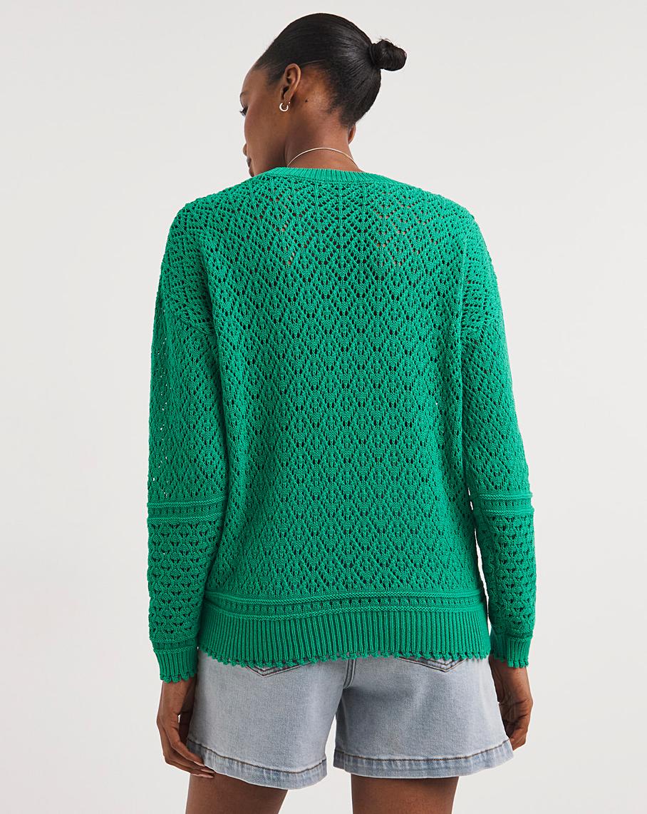 Green Crochet Scallop Hem Jumper | Marisota