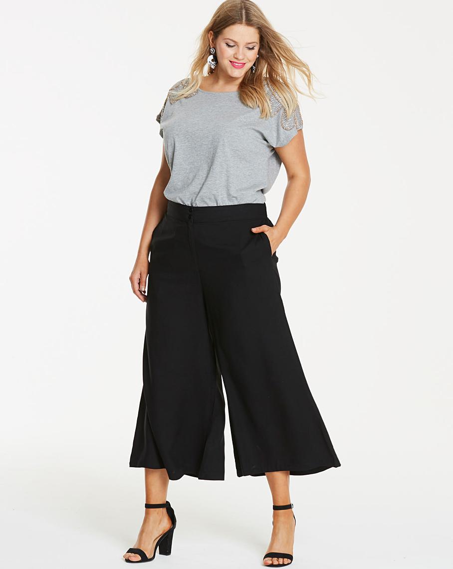 Black Wide Leg Culottes | Simply Be