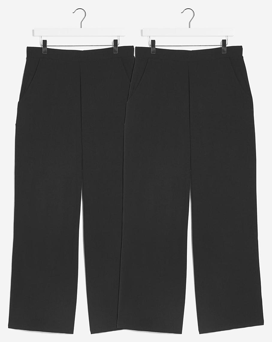 2 Pack Pull On Wide Leg Trousers J D Williams