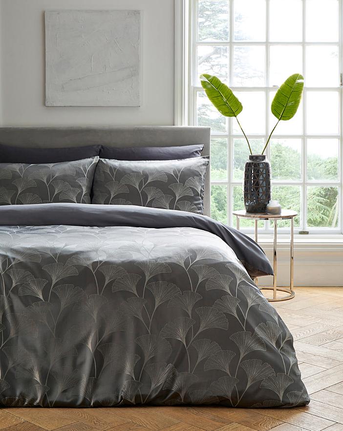 Ginkgo Floral Jacquard Duvet Cover Set J D Williams
