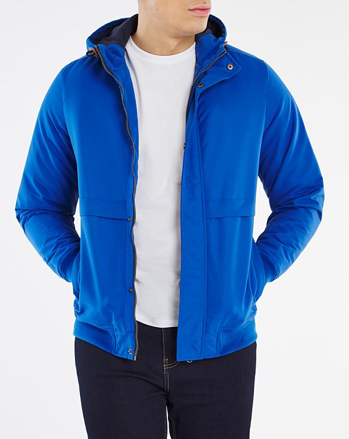 Blue Fleece Lined Hooded Bomber Jacket Jacamo