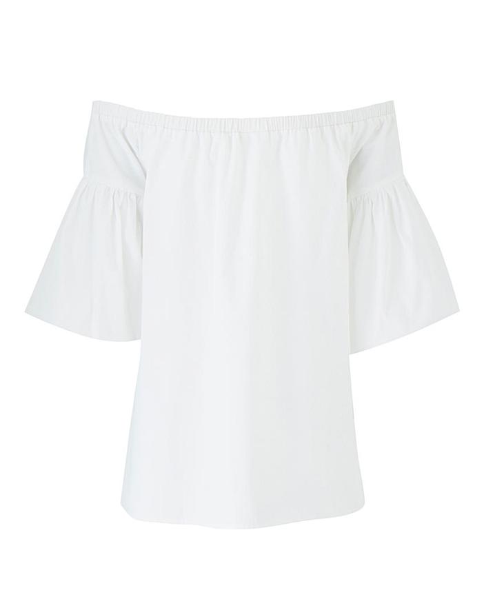 White Puff Sleeve Bardot | Fashion World