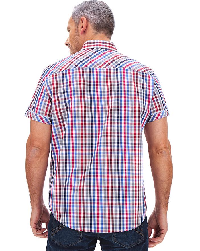 Blue/Red Short Sleeve Check Shirt | Premier Man